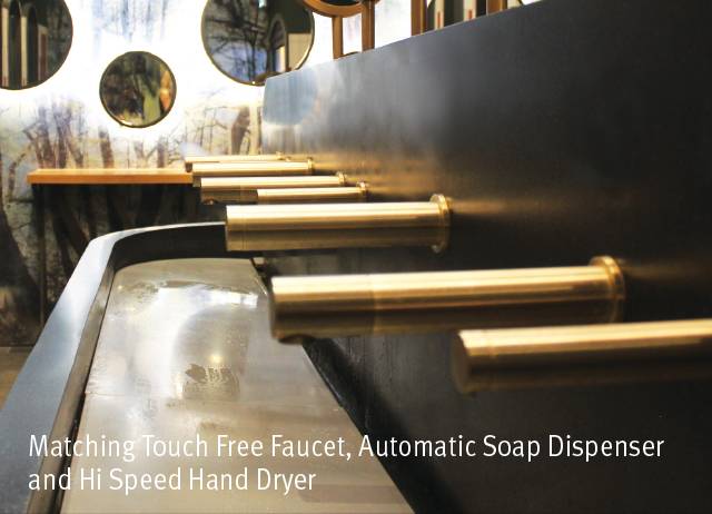 Matching Touch Free Faucet, Automatic Soap Dispenser and High Speed Hand Dryer