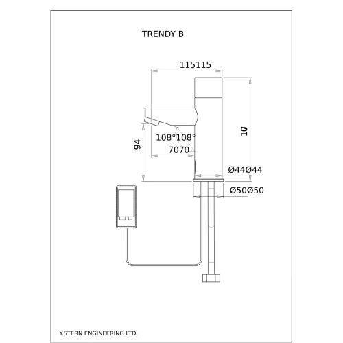 Dimensional Drawing Touchless Deck Faucet Trendy B pdf - TRENDY