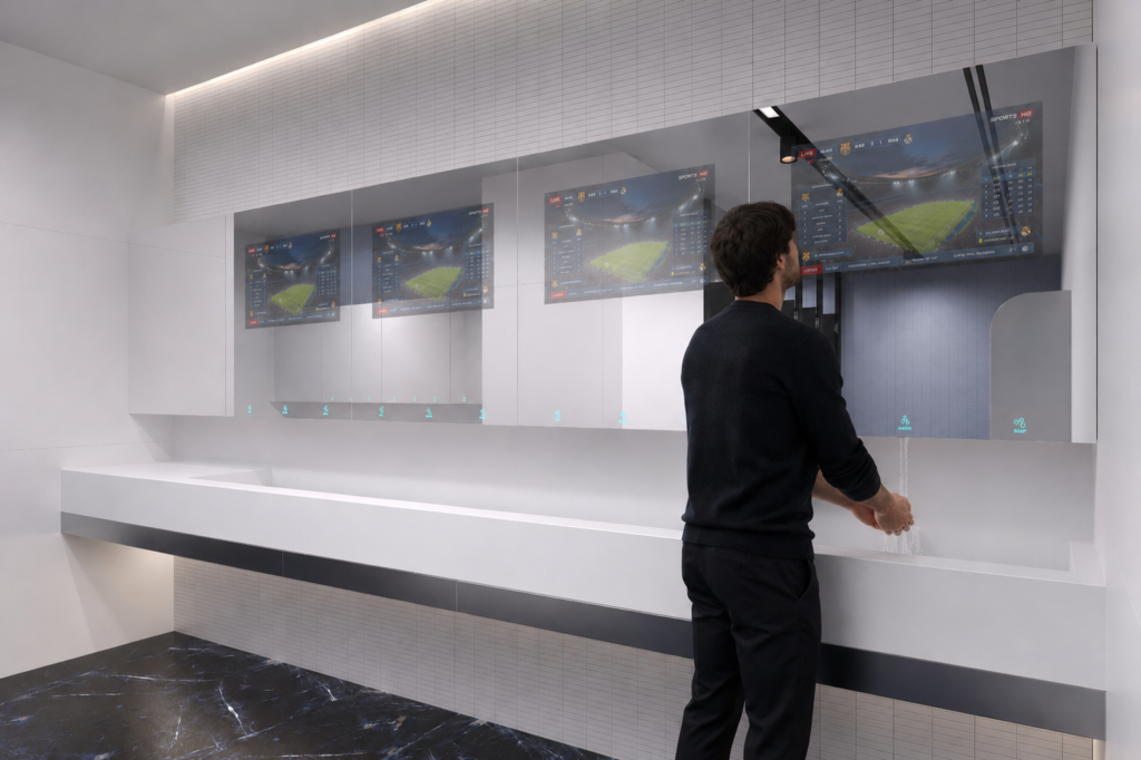 The State-of-the-Art Stadium: What the 2026 World Cup Reveals About Optimizing Events - SWAR TV man looks at screen 01 Stadiums SWAR TV man looks at screen 01 - The State-of-the-Art Stadium: What the 2026 World Cup Reveals About Optimizing Events